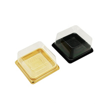 Food Grade Pet Square Black Gold Clear Plastic Cake Box